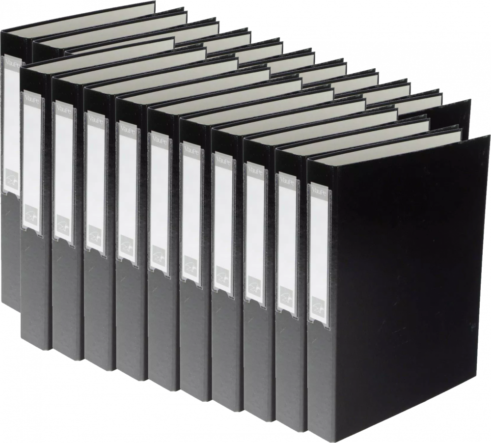 20x Segregator VauPe FCK, A4, szerokość grzbietu 40mm, do 150 kartek, 2 ringi, czarny