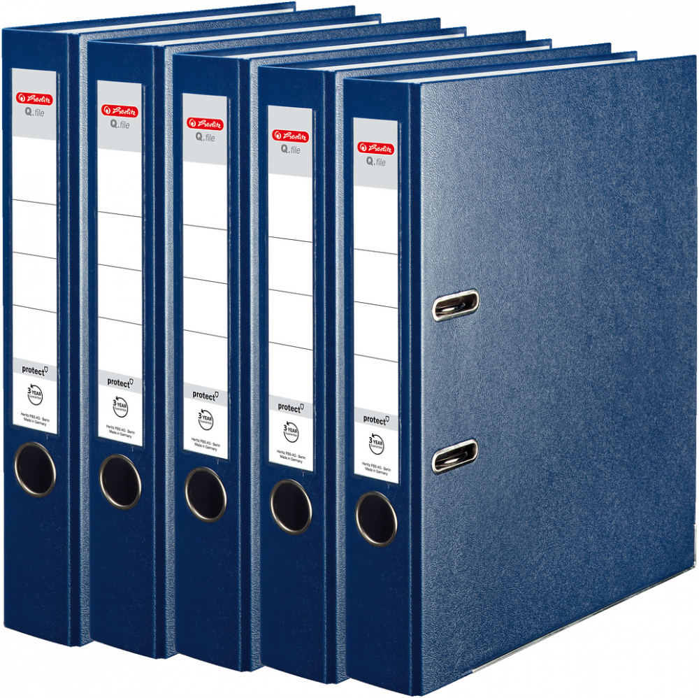 5x Segregator A4 Herlitz Q.file, 50mm, granatowy
