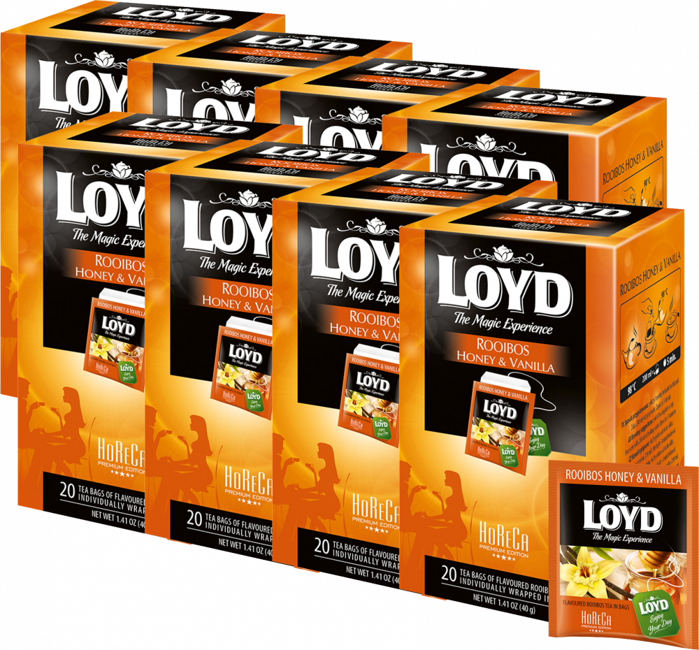 8x Herbata Rooibos w kopertach Loyd, miód i wanilia, 20 sztuk x 2g