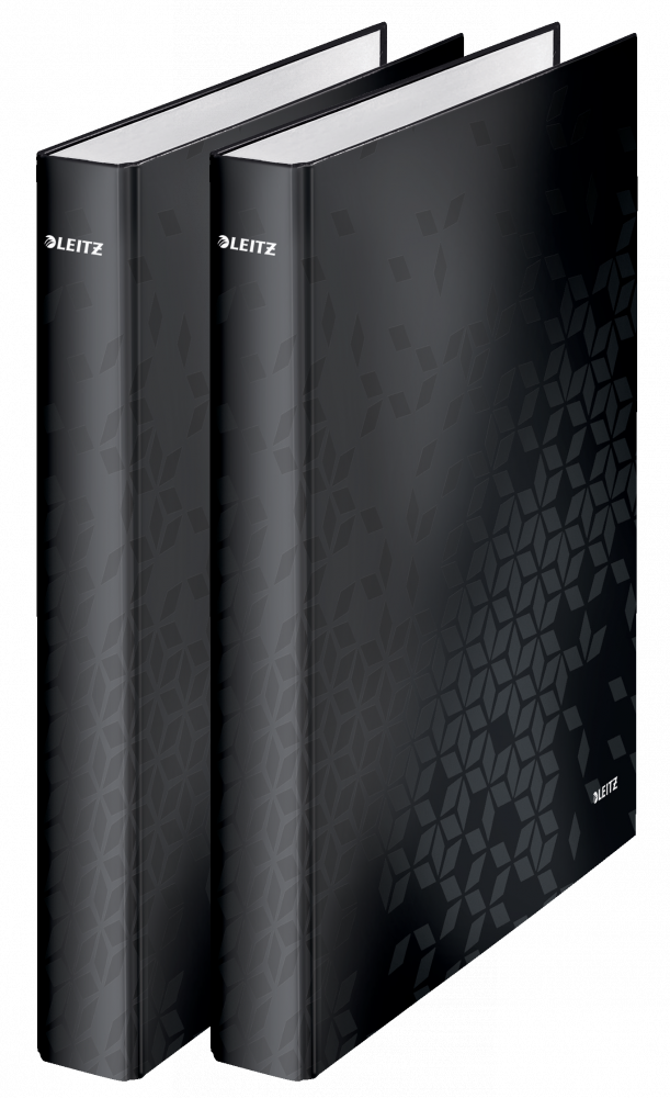 2x segregator ringowy Leitz Wow, A4+, szerokość grzbietu 40mm, 4 ringi, czarny