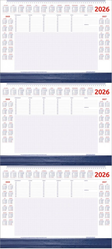 3x Podkład na biurko Udziałowiec, z kalendarzem 2026 i notatnikiem, A2, z listwą