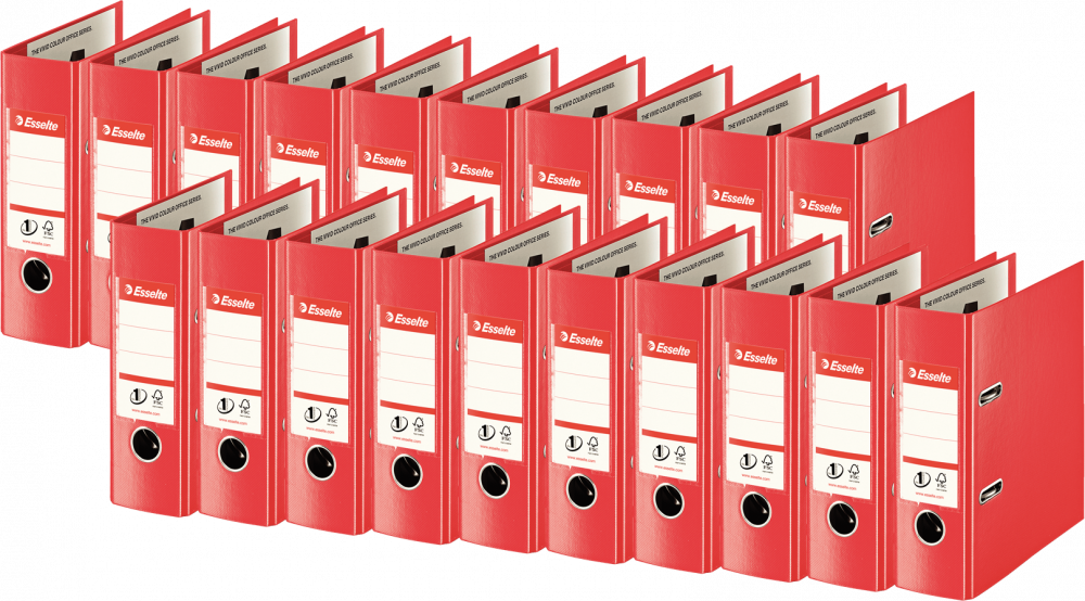 20x Segregator A5 Esselte No.1 Power, 75mm, do 500 kartek czerwony