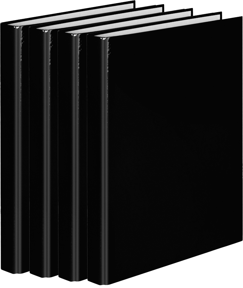 4x Segregator ringowy VauPe FCK, A4, szerokość grzbietu 25mm, do 150 kartek, 2 ringi, czarny