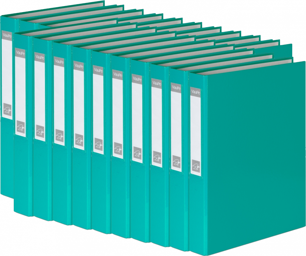 20x Segregator ringowy VauPe, A4, szerokość grzbietu 40mm, do 200 kartek, 4 ringi, turkusowy
