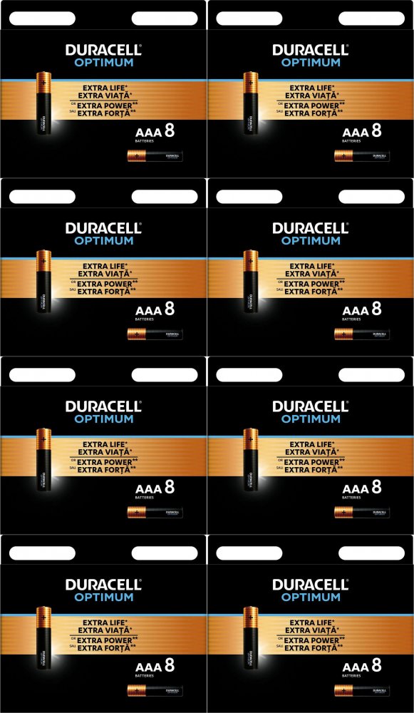 8x Bateria alkaliczna Duracell Optimum, AAA, 8 sztuk