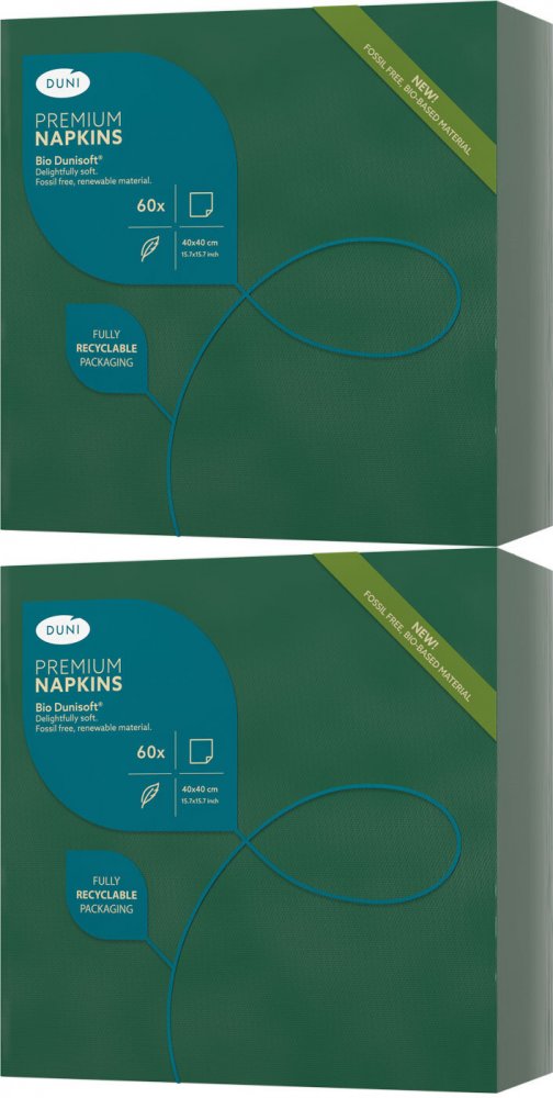2x Serwetki Duni Bio Dunisoft, 40x40cm, 60 sztuk, ciemnozielony