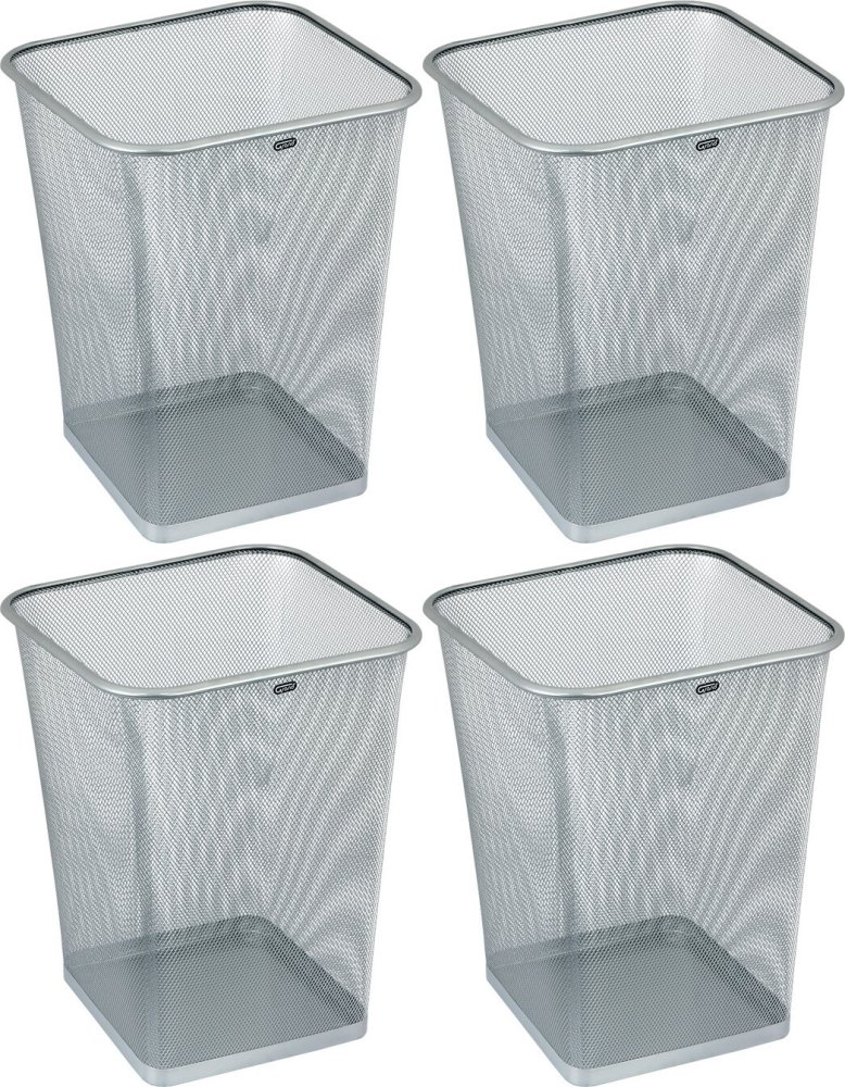 4x Kosz na śmieci Grand GR-017S, kwadratowy, druciany, 18l, srebrny