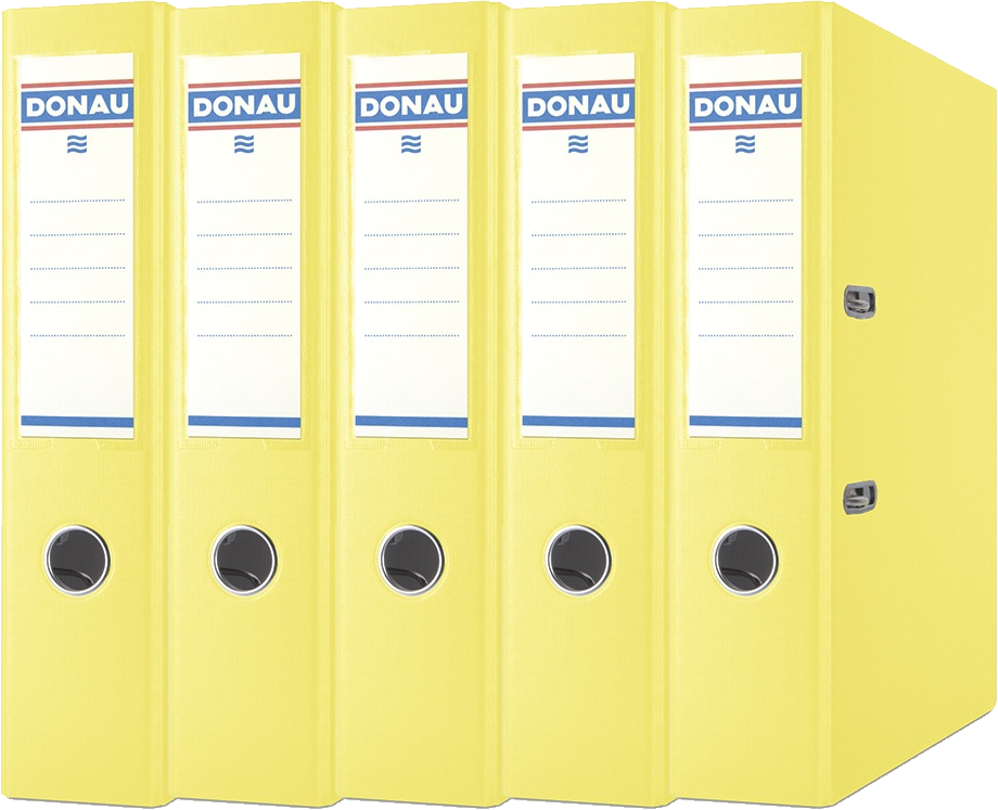 5x Segregator A4 Donau Master, szerokość grzbietu 75mm, do 500 kartek, żółty