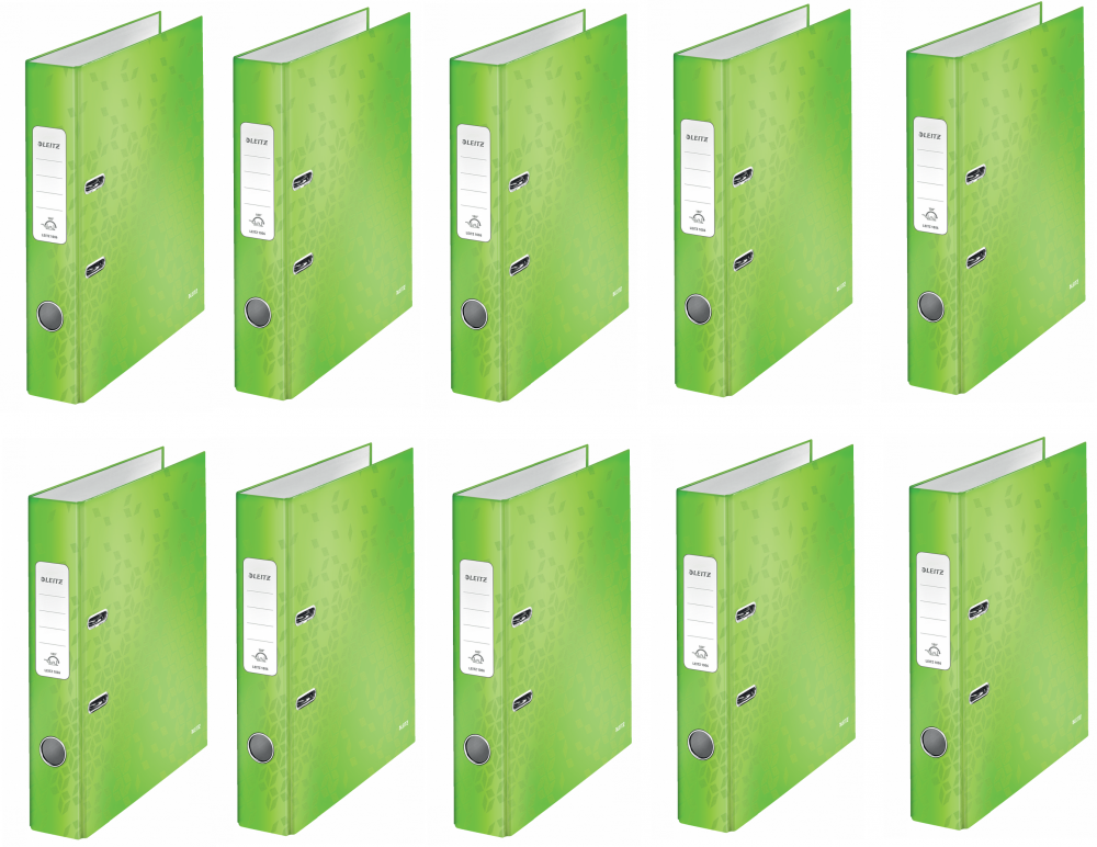 10x Segregator A4 Leitz Wow 180°, 50mm, do 350 kartek, zielony metalik