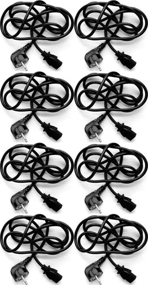 8x Kabel zasilajacy Logo, VDE, 230V, CEE7 (widelec) - C13, 3m, czarny