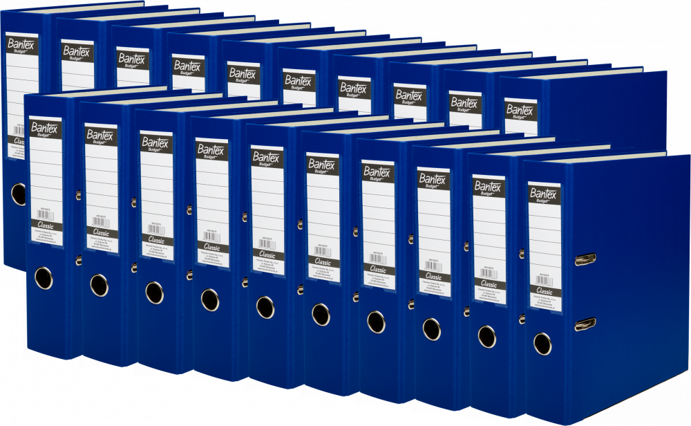 20x Segregator A4 Bantex Budget Classic, 75mm, do 500 kartek, ciemnoniebieski