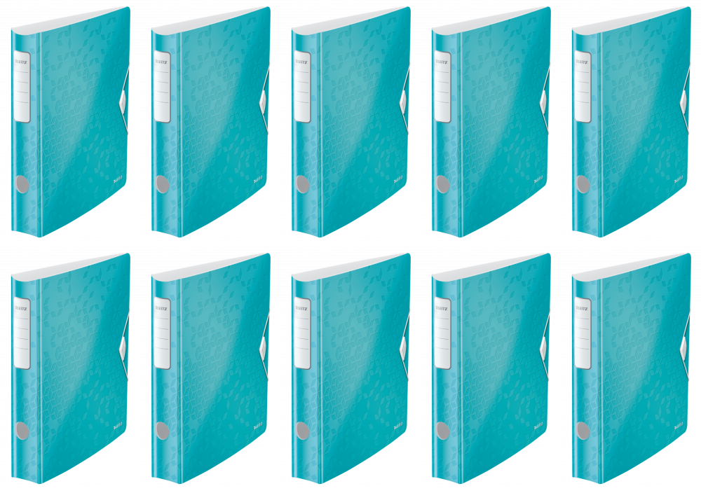 10x Segregator A4 Leitz 180° Active Wow, 65mm, do 350 kartek, turkusowy