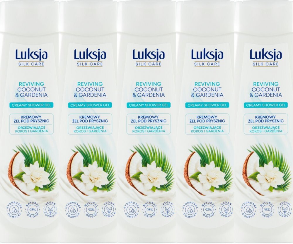 5x Żel pod prysznic Luksja Coconut, kokos i gardenia, 500ml