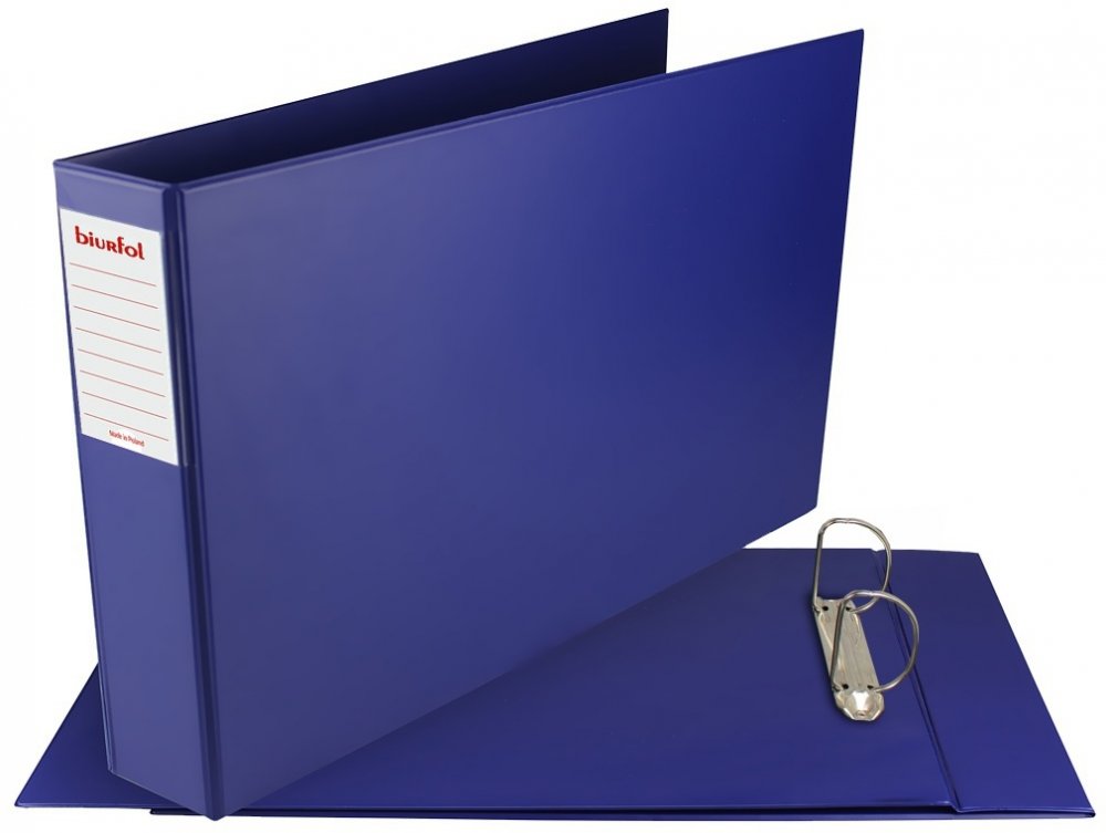 Segregator Biurfol, A3, szerokość grzbietu 70mm, poziomy, 2 ringi, granatowy
