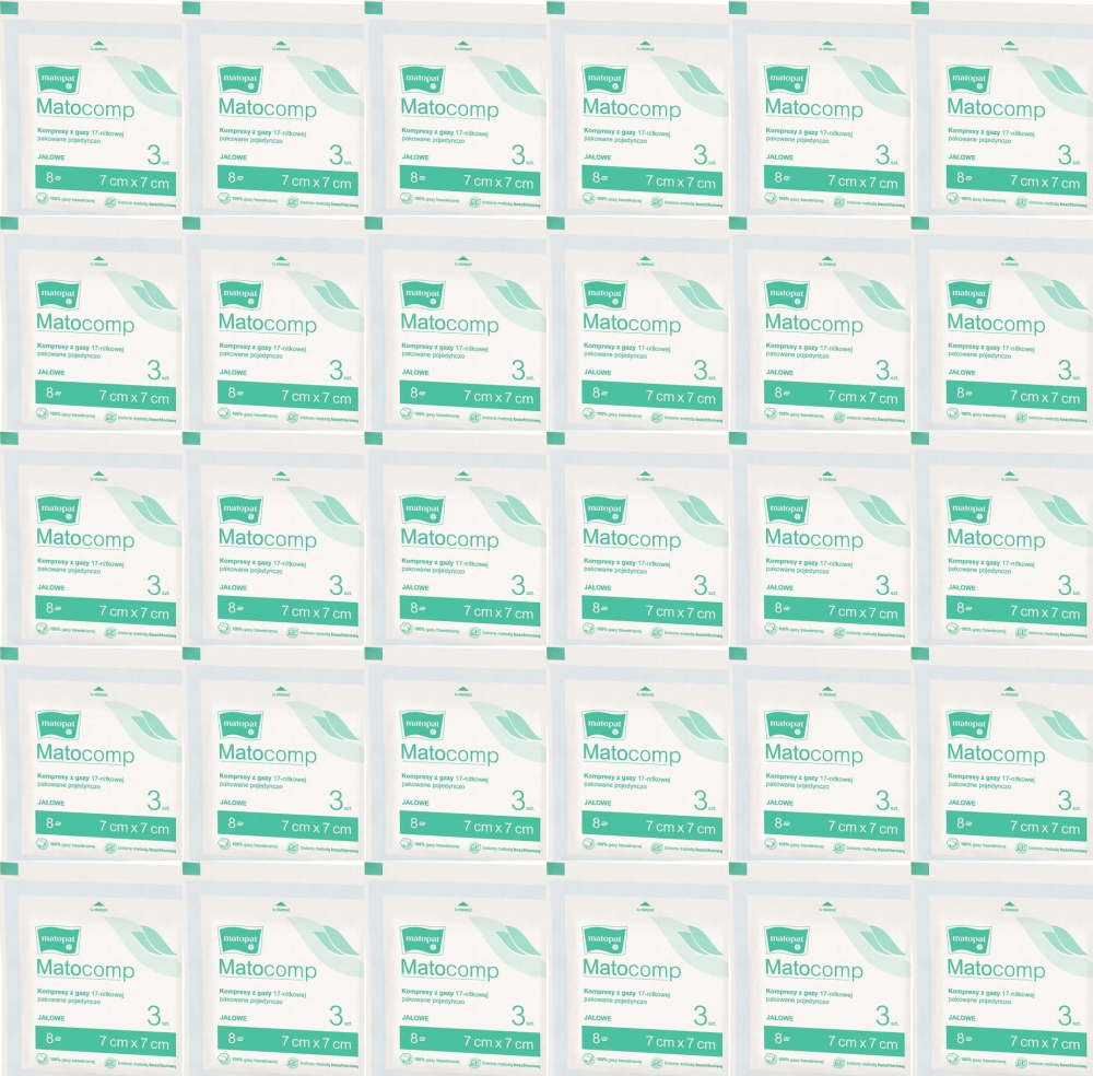 60x Kompresy gazowe jałowe Matopat Matocomp, 7x7 cm, 3 sztuki