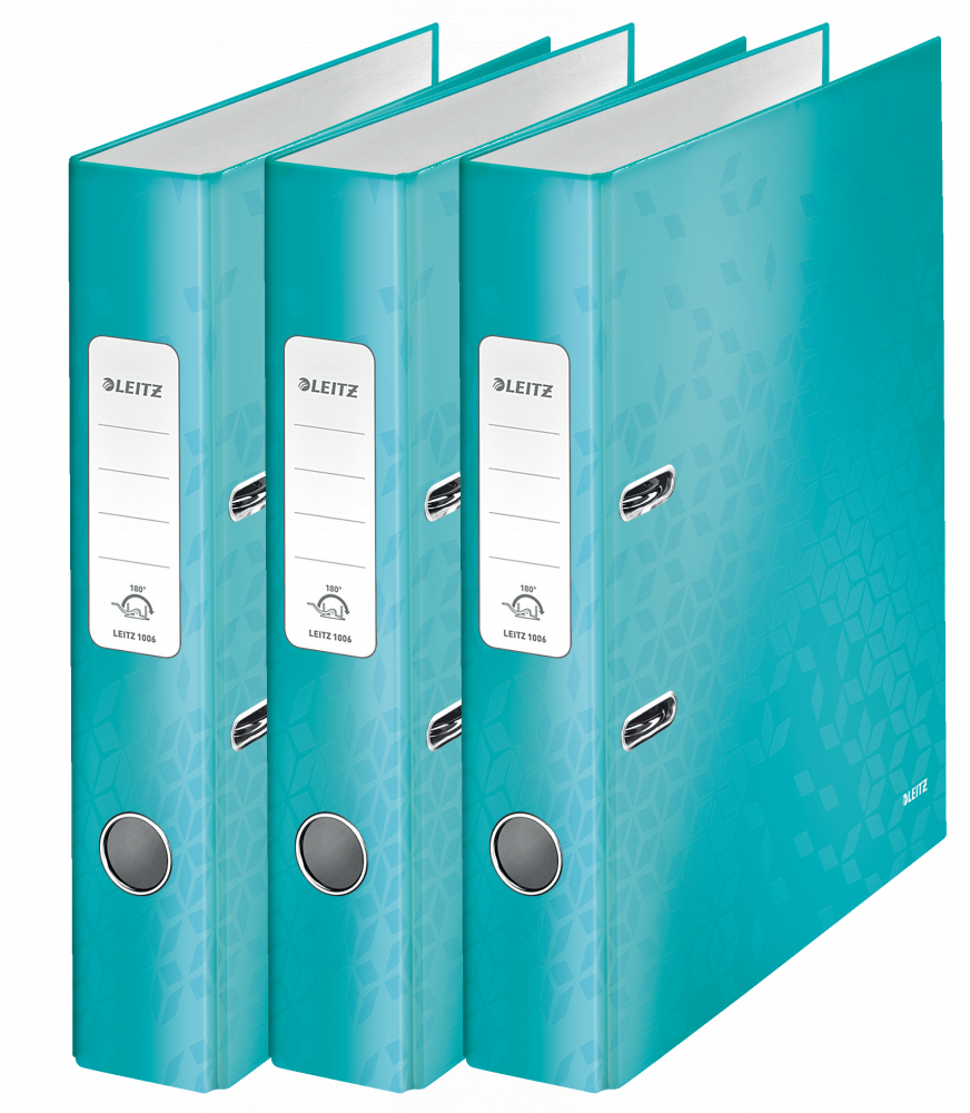 3x Segregator A4 Leitz Wow 180°, 50mm, do 350 kartek turkusowy