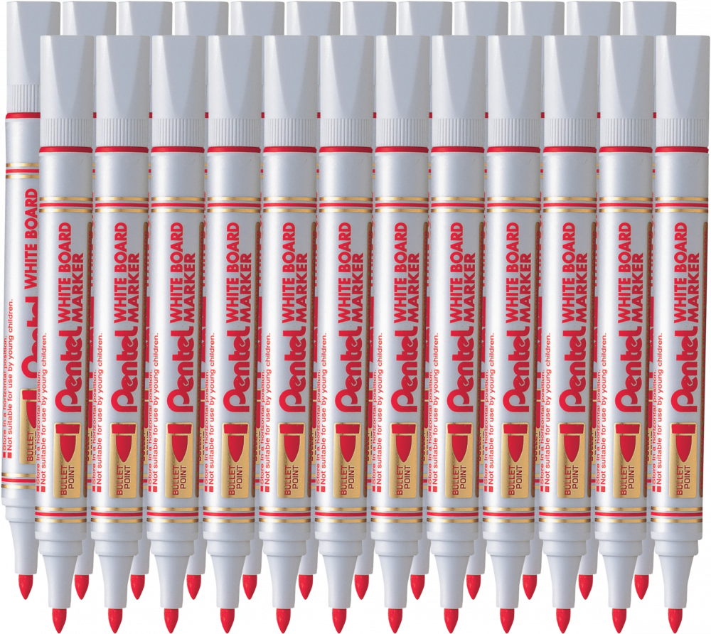 24x Marker suchościeralny Pentel MW85, okrągła, 4.4mm, czerwony