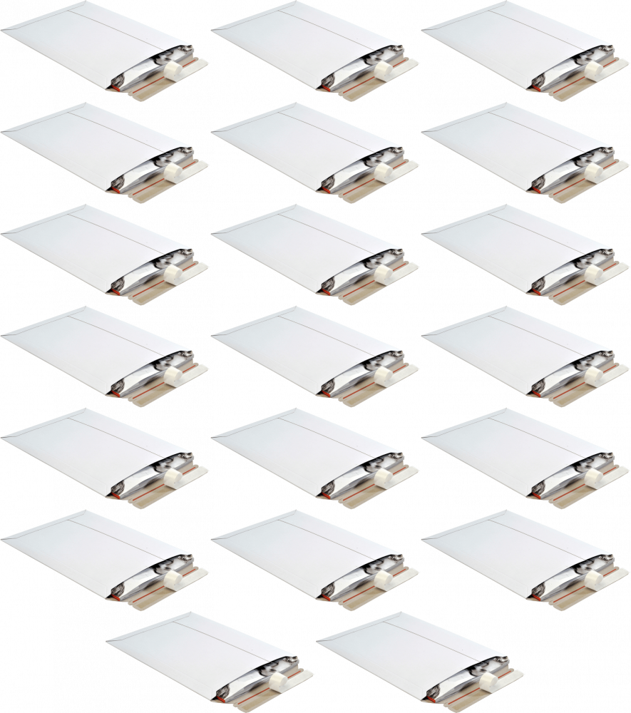 20x Koperta kartonowa Lettpac, B5, 175x250mm, z paskiem samoprzylepnym, biały