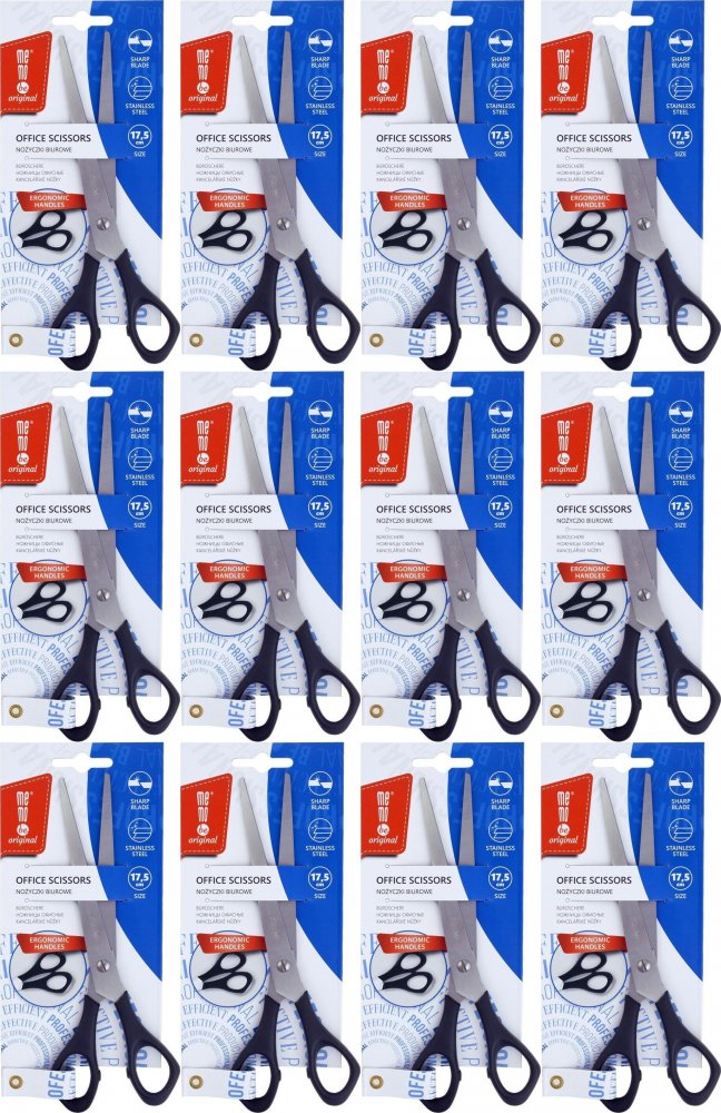 12x Nożyczki biurowe MemoBe, 17.5cm, czarny