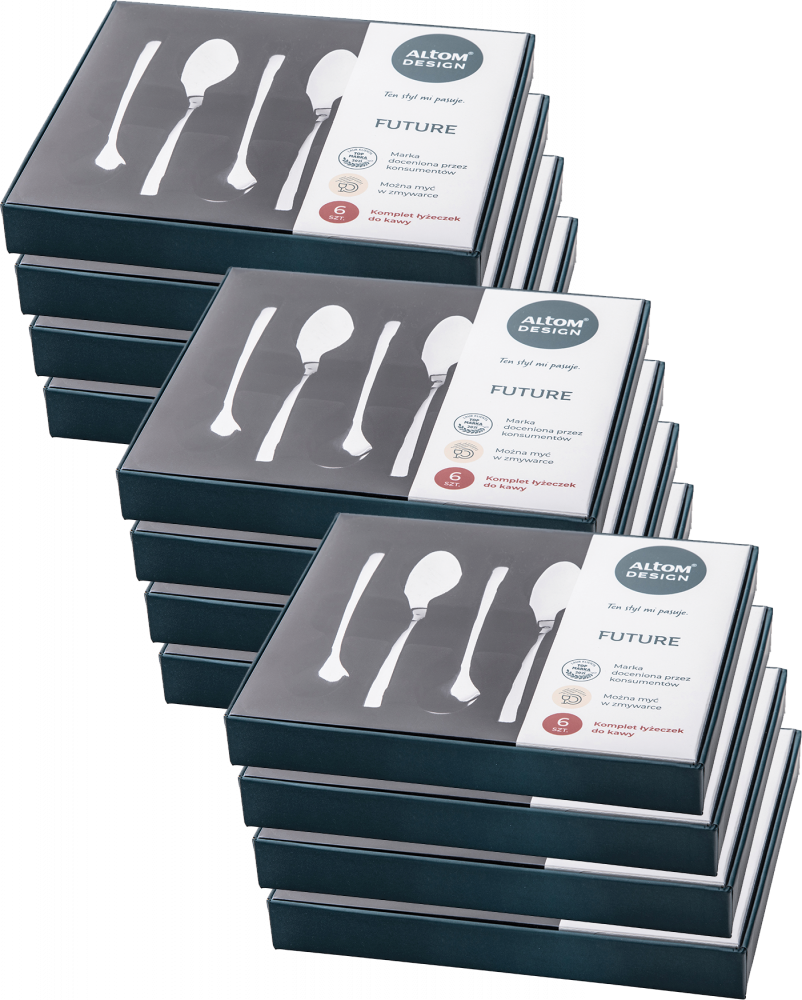 12x Łyżeczki do kawy Altom Design Future, 6 sztuk, w pudełku flok, srebrny