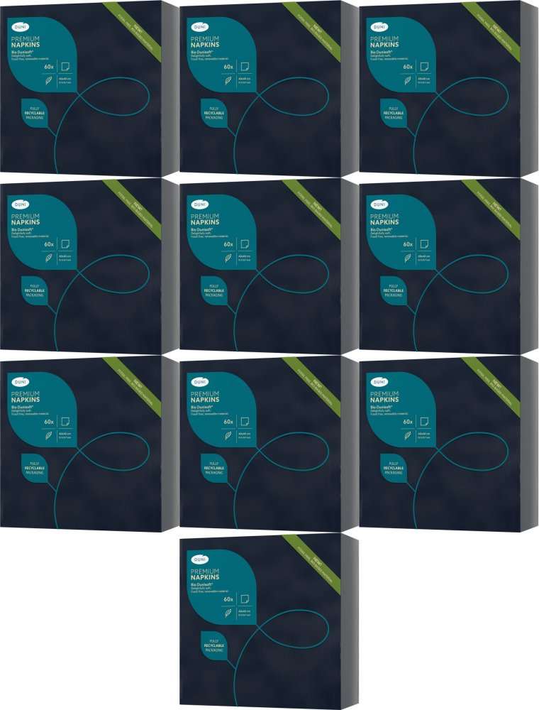 10x Serwetki Duni Bio Dunisoft, 40x40cm, 60 sztuk, czarny