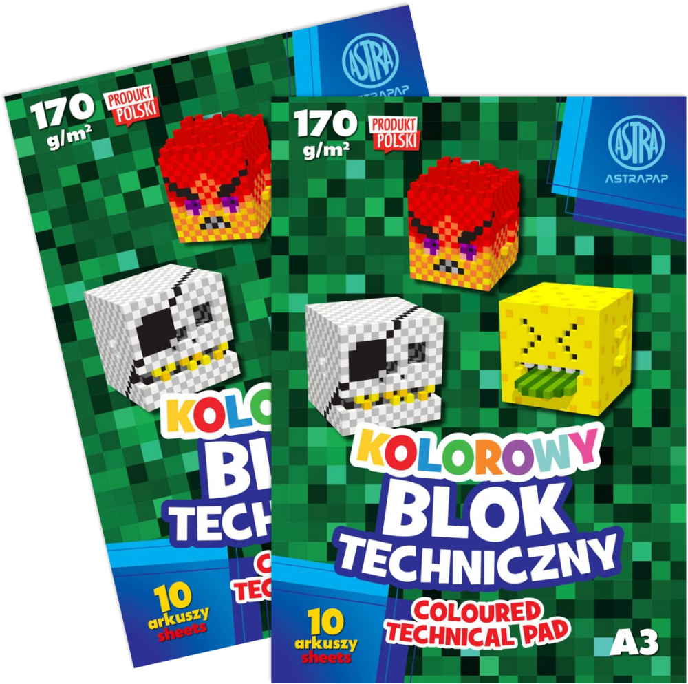2x Blok techniczny Astra Astrapap, A3, 10 kartek, kolorowy
