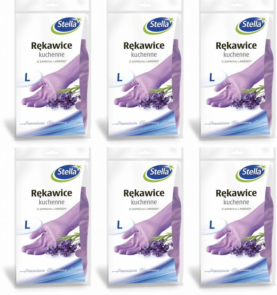 6x Rękawice kuchenne Stella, rozmiar L, lawendowe, 1 para, fioletowy