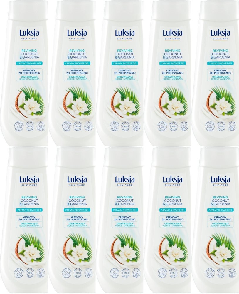 10x Żel pod prysznic Luksja Coconut, kokos i gardenia, 500ml