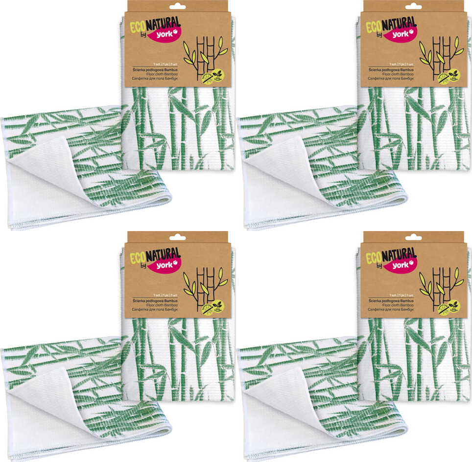 4x Ścierka do podłogi York Bambus, 1 sztuka, biało-zielony