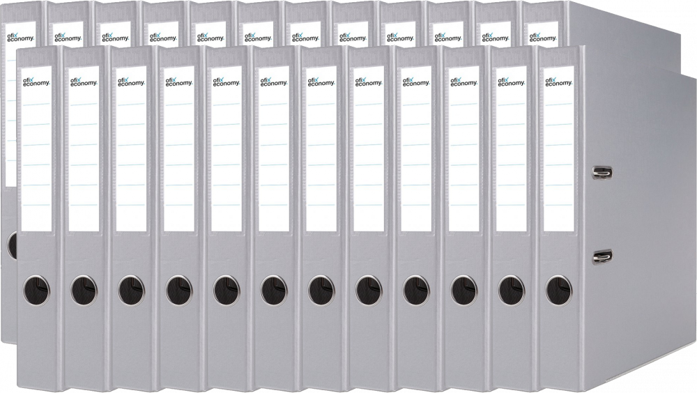 24x Segregator A4 Ofix Economy, z wyklejką, 50mm, do 350 kartek, szary
