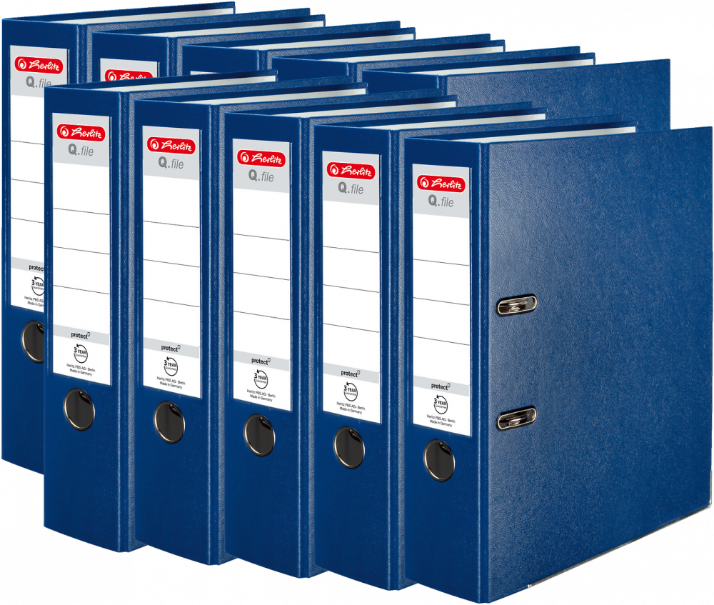 10x Segregator A4 Herlitz Q.file, 80mm, granatowy