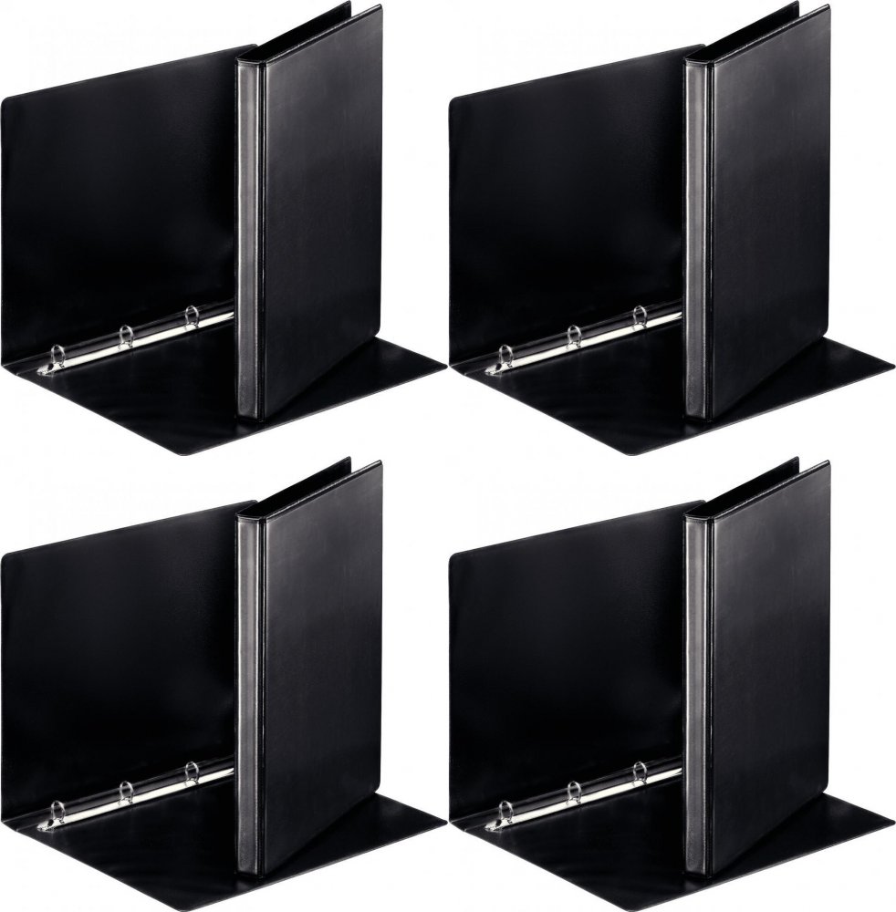 4x Segregator prezentacyjny Esselte Panorama, A4, szerokość grzbietu 30mm, do 140 kartek, 4 ringi, czarny