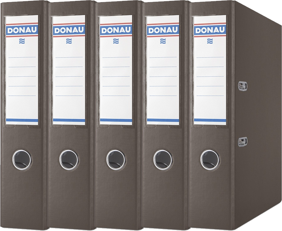 5x Segregator A4 Donau Master, szerokość grzbietu 75mm, do 500 kartek, brązowy