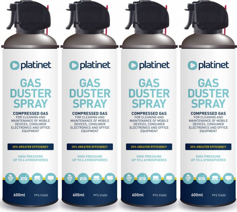 4x Sprężone powietrze Platinet PFS5160G, z pistoletem, 600ml