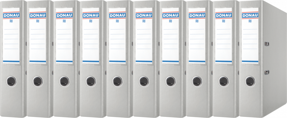 10x Segregator A4 Donau Master, 75mm, do 500 kartek, szary