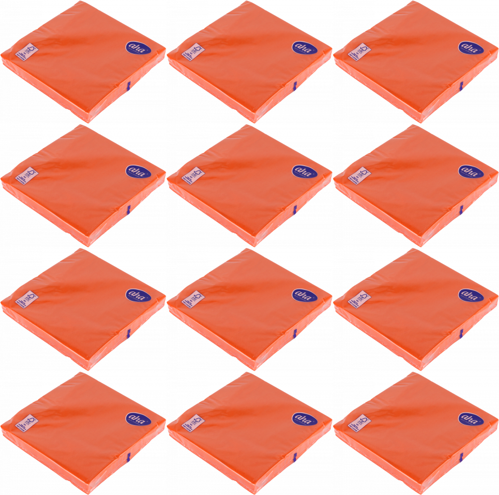 12x Serwetki stołowe A-ha, 3-warstwowe, 33x33cm, 20 sztuk, pomarańczowy