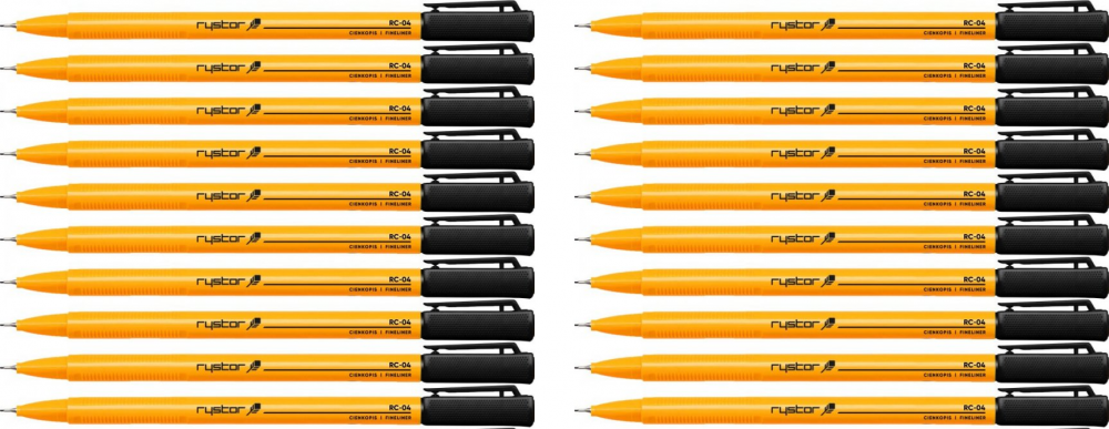 20x Cienkopis Rystor, RC-04, 0.4mm, czarny