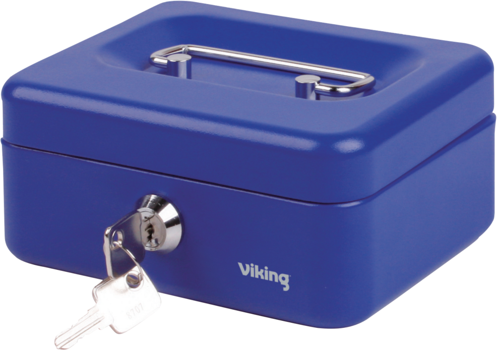 Kasetka na pieniądze Viking, 153x120x70mm, niebieski