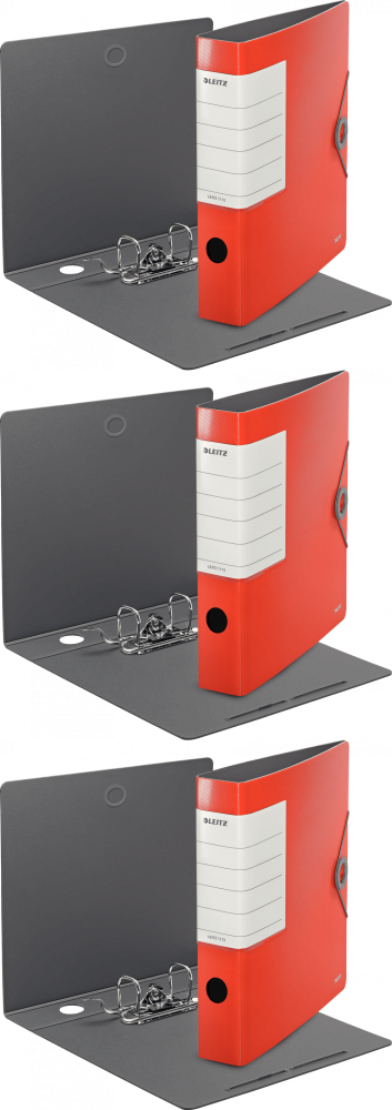 3x Segregator Leitz Active Solid 180°, A4, 62 mm, do 350 kartek czerwony