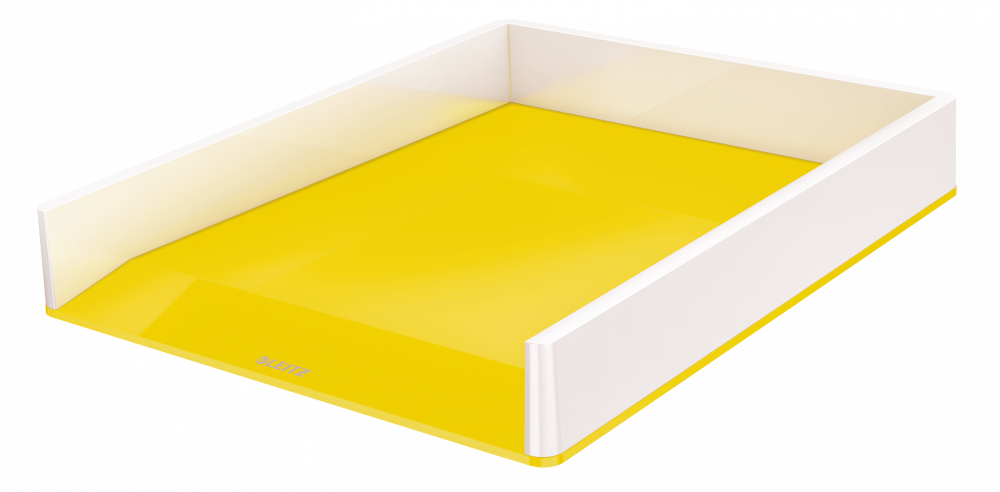 Outlet: USZKODZONY Półka na dokumenty Leitz Wow, A4, plastikowa, dwukolorowa, biało-żółty