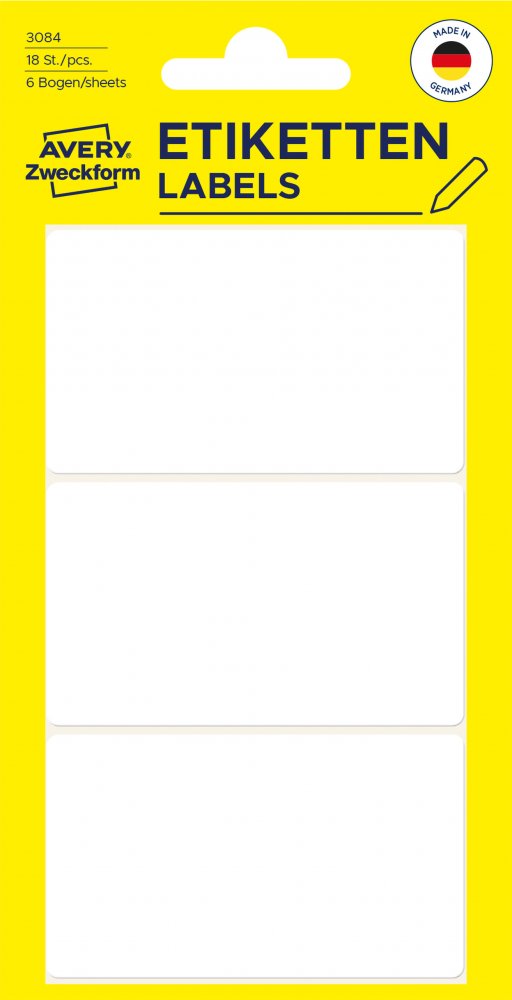 Etykiety do opisywania ręcznego Avery Zweckform, 66x38mm, 18 sztuk, biały