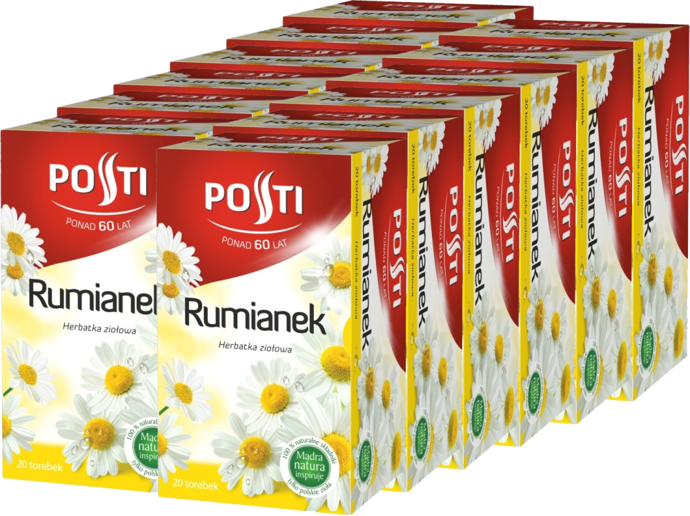 12x Herbata ziołowa w torebkach Posti, rumianek, 20 sztuk x 1.4g
