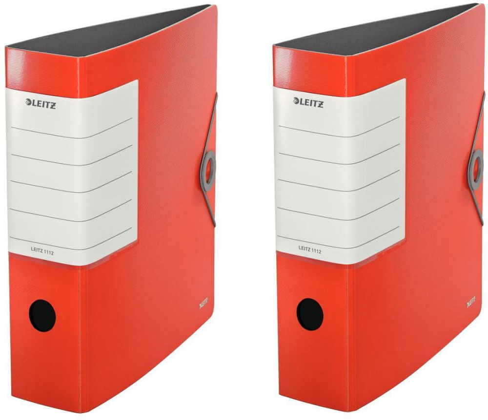 2x Segregator A4 Leitz Solid 180°, 82mm, do 500 kartek, czerwony