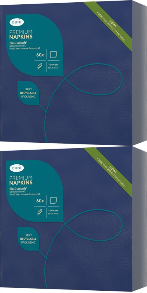 2x Serwetki Duni Bio Dunisoft, 40x40cm, 60 sztuk, granatowy