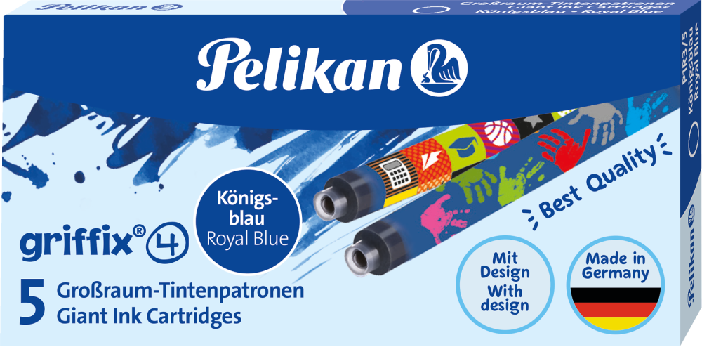 Naboje do pióra wiecznego Pelikan Griffix, niebieski, 5 sztuk