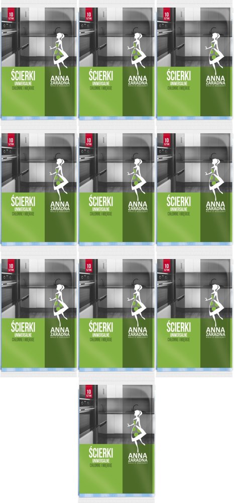 10x Ściereczka uniwersalna Anna Zaradna, 50x36cm, 10 sztuk, mix kolorów