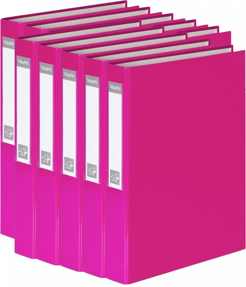 10x Segregator VauPe FCK, A4, szerokość grzbietu 40mm, do 150 kartek, 2 ringi, różowy