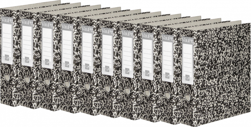 10x Segregator A4 VauPe, szerokość grzbietu 75mm, do 500 kartek, marmurek