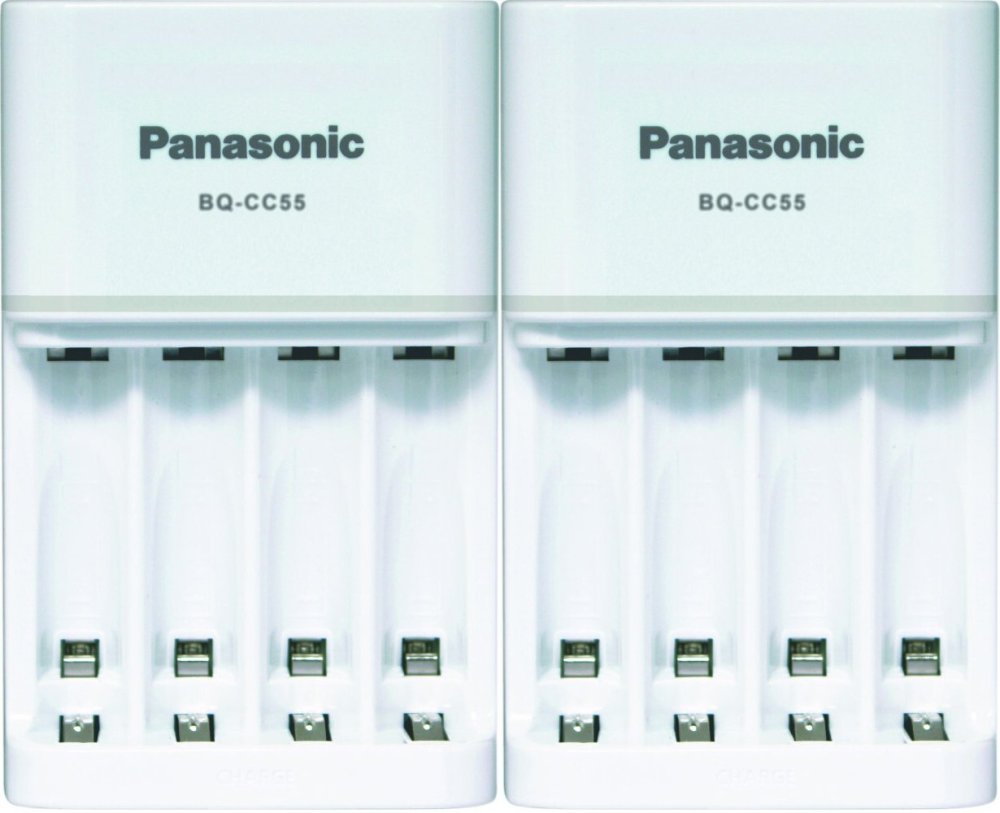 2x Ładowarka Panasonic Eneloop Smart and Quick BQ-CC55, AA, 4 kanały, biały