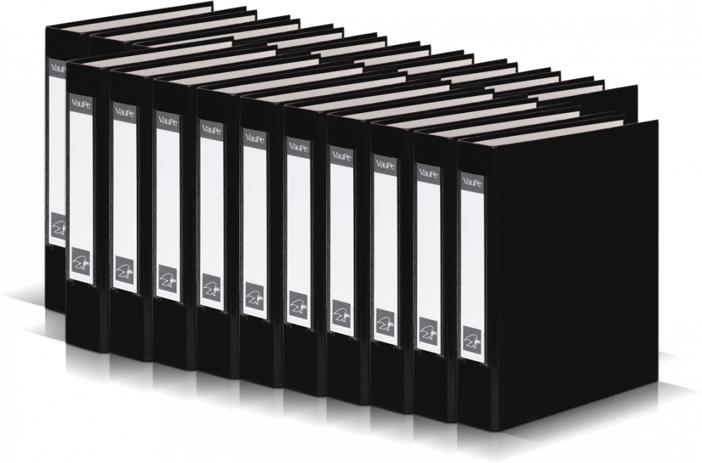 20x Segregator ringowy Vaupe, A5, szerokość grzbietu 40mm, 4 ringi, czarny
